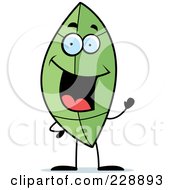 Royalty Free RF Clipart Illustration Of A Happy Green Leaf Waving by Cory Thoman