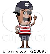 Royalty Free RF Clipart Illustration Of A Black Pirate Boy With An Idea