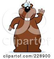 Poster, Art Print Of Happy Beaver Standing And Waving