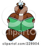 Royalty Free RF Clipart Illustration Of A Happy Beaver Reading