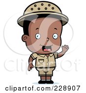 Royalty Free RF Clipart Illustration Of A Black Toddler Safari Boy Waving