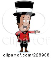 Royalty Free RF Clipart Illustration Of A Black Circus Man Wearing A Hat And Presenting