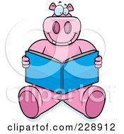 Royalty Free RF Clipart Illustration Of A Hippo Sitting And Reading