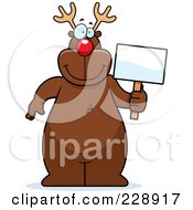 Poster, Art Print Of Reindeer Standing And Holding A Sign