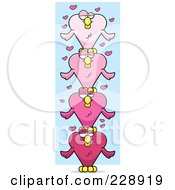 Royalty Free RF Clipart Illustration Of A Totem Pole Of Pink Heart Shaped Love Birds by Cory Thoman