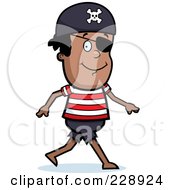 Royalty Free RF Clipart Illustration Of A Black Pirate Boy Walking
