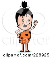 Royalty Free RF Clipart Illustration Of A Happy Cave Girl Waving
