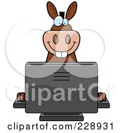 Poster, Art Print Of Donkey Using A Desktop Computer