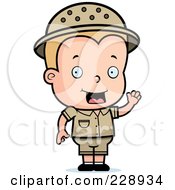 Poster, Art Print Of Blond Toddler Safari Boy Waving