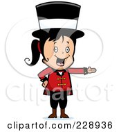 Poster, Art Print Of Black Haired Circus Woman Wearing A Hat And Presenting