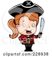 Royalty Free RF Clipart Illustration Of A Toddler Pirate Girl Holding A Sword