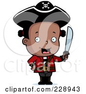 Poster, Art Print Of Black Toddler Pirate Girl Holding A Sword