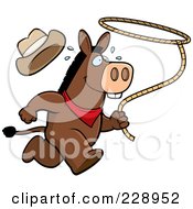 Poster, Art Print Of Rodeo Donkey Running With A Lasso