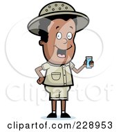 Poster, Art Print Of Black Safari Boy Holding A Cup Of Water