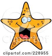 Poster, Art Print Of Happy Orange Starfish