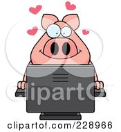 Poster, Art Print Of Pig Using A Desktop Computer