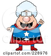 Royalty Free RF Clipart Illustration Of A Chubby Super Granny With An Idea