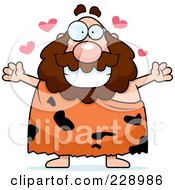 Royalty Free RF Clipart Illustration Of A Chubby Caveman With Open Arms