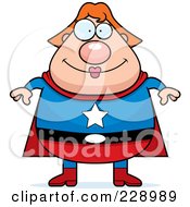 Royalty Free RF Clipart Illustration Of A Chubby Red Haired Super Woman