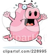 Royalty Free RF Clipart Illustration Of A Pig Running Scared