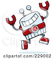 Royalty Free RF Clipart Illustration Of A Happy Leaping Robot
