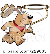 Poster, Art Print Of Rodeo Dog Running With A Lasso