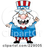 Royalty Free RF Clipart Illustration Of A Chubby Uncle Sam Man With An Idea