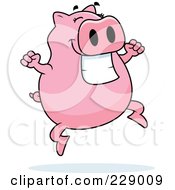 Royalty Free RF Clipart Illustration Of A Pig Jumping