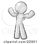 Clipart Illustration Of A White Bodybuilder Man Flexing His Muscles And Showing The Definition In His Abs Chest And Arms