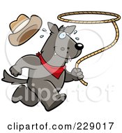 Poster, Art Print Of Rodeo Wolf Running With A Lasso