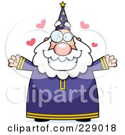 Royalty Free RF Clipart Illustration Of A Happy Old Wizard With Open Arms