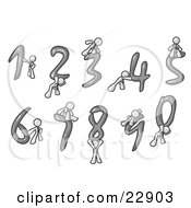 Clipart Illustration Of White Men With Numbers 0 Through 9