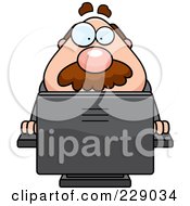 Royalty Free RF Clipart Illustration Of A Chubby Man Using A Desktop Computer