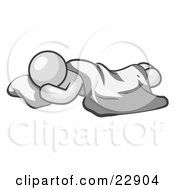 Clipart Illustration Of A Comfortable White Man Sleeping On The Floor With A Sheet Over Him