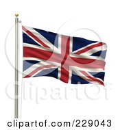 Poster, Art Print Of The Flag Of Uk Waving On A Pole