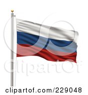 The Flag Of Russia Waving On A Pole