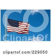 Poster, Art Print Of The Flag Of Usa Waving On A Pole Against A Blue Sky