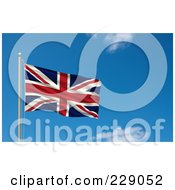 Poster, Art Print Of The Flag Of Uk Waving On A Pole Against A Blue Sky