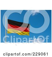 Poster, Art Print Of The Flag Of Germany Waving On A Pole Against A Blue Sky