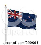 The Flag Of New Zealand Waving On A Pole