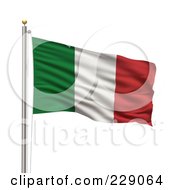 Poster, Art Print Of The Flag Of Italy Waving On A Pole