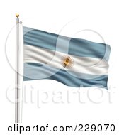Royalty Free RF Clipart Illustration Of The Flag Of Argentina Waving On A Pole by stockillustrations