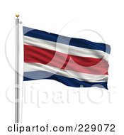 Royalty Free RF Clipart Illustration Of The Flag Of Costa Rica Waving On A Pole
