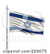 Royalty Free RF Clipart Illustration Of The Flag Of Israel Waving On A Pole by stockillustrations
