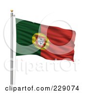 The Flag Of Portugal Waving On A Pole
