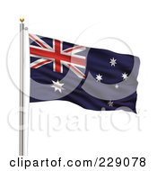 Royalty Free RF Clipart Illustration Of The Flag Of Australia Waving On A Pole by stockillustrations