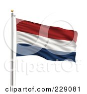 Royalty Free RF Clipart Illustration Of The Flag Of Netherlands Waving On A Pole