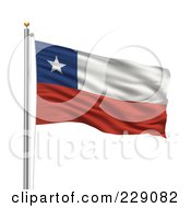 Royalty Free RF Clipart Illustration Of The Flag Of Chile Waving On A Pole by stockillustrations
