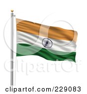 Royalty Free RF Clipart Illustration Of The Flag Of India Waving On A Pole