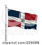 Royalty Free RF Clipart Illustration Of The Flag Of Dominican Republic Waving On A Pole by stockillustrations